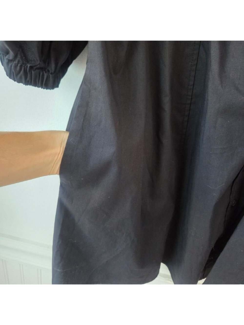 NWT Danielle Bernstein Black Puff Sleeve Shirt Dress Women's 16W - Picture 5 of 8